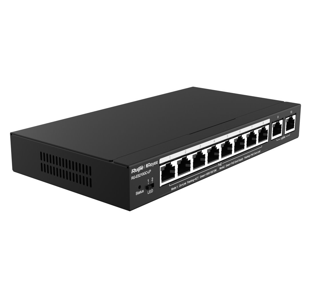 Reyee RG-ES210GC-LP Smart mananged PoE switch, 8x PoE