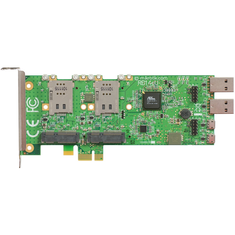 RouterBoard Mikrotik RB14eU PCI-Express 4x slot miniPCIe-PCIe adapter s USB