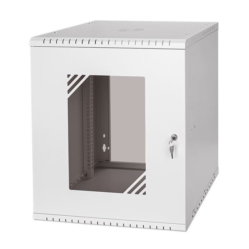 Rozvaděč nástěnný 19" Lexi-NET BASIC 12U 520x450, dveře sklo, šedý