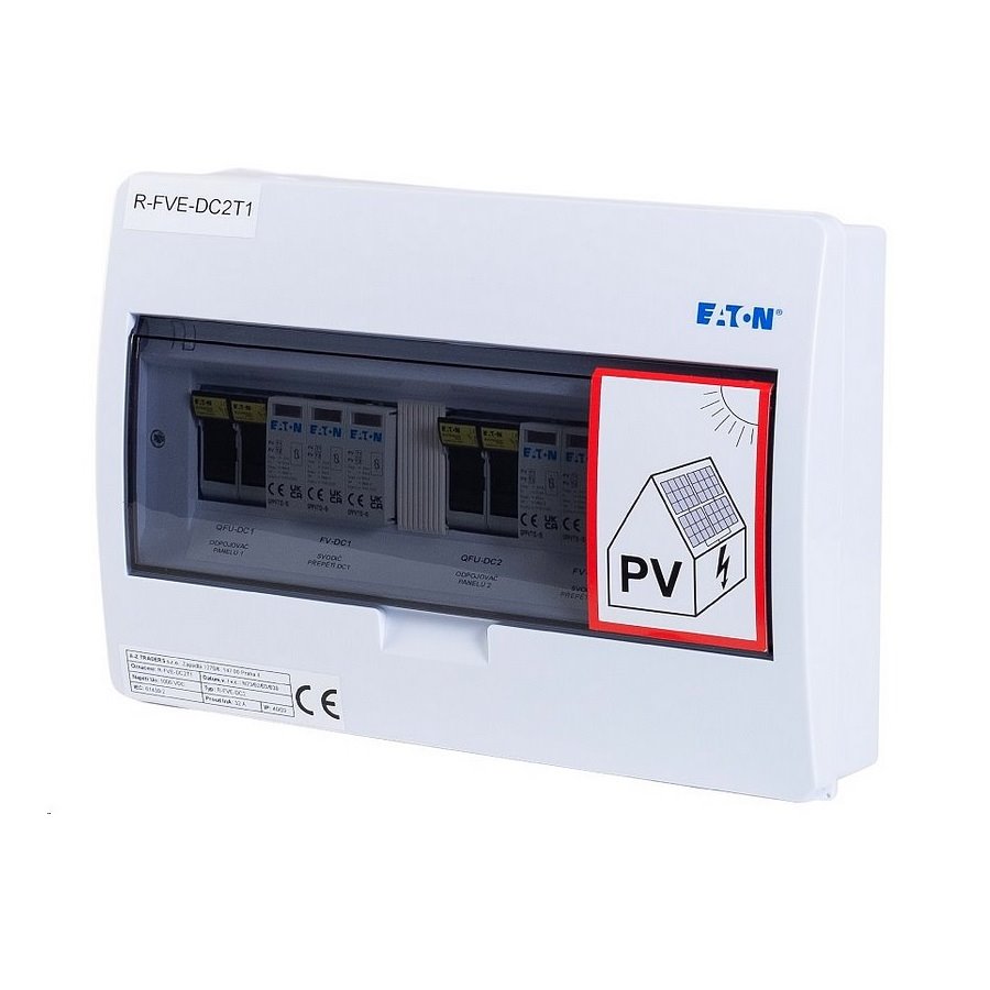 Rozvaděč R-FVE-DC2T1 EATON, T1+T2 (1000V DC) pro 2 stringy IP40 certifikovaný