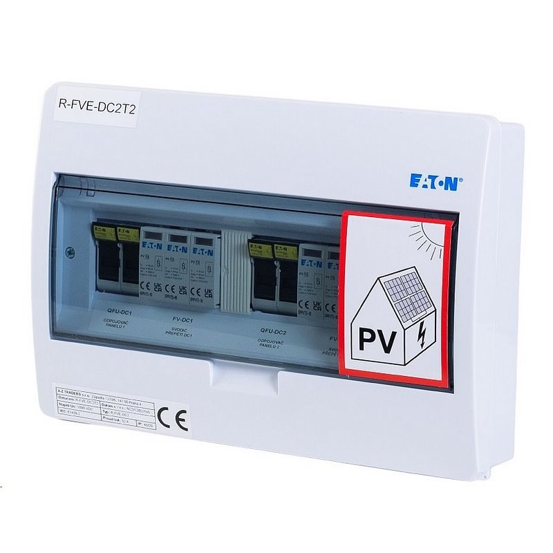 Rozvaděč R-FVE-DC2T2 EATON, T2 (1000V DC / 32A) pro 2 stringy IP40 certifikovaný