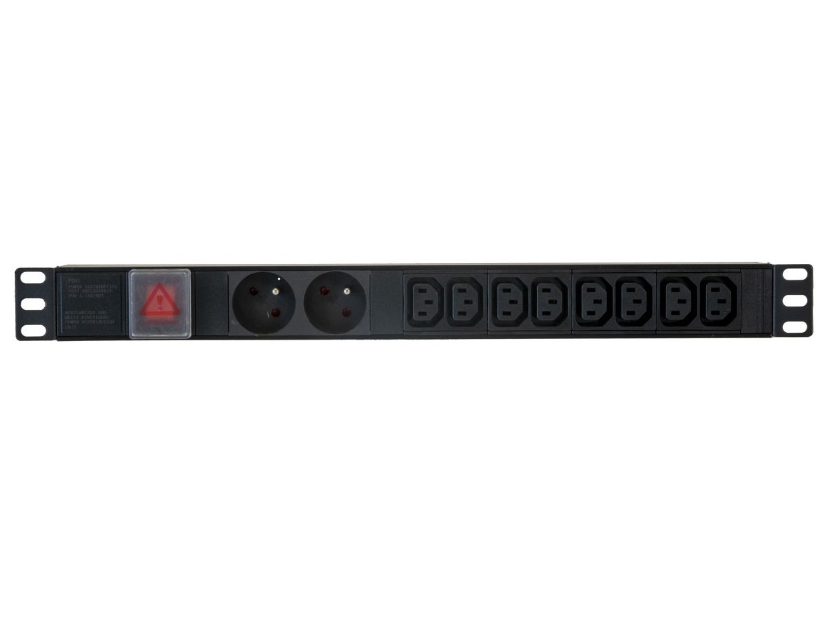Rozvodný panel Masterlan - COMBI 19" 2x230V a 8xIEC, 16A, černý, kabel 1,4m, hliníkový