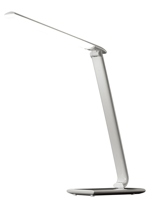 Solight WO37-W LED stolní lampička stmívatelná, 12W, volba teploty světla, USB, bílý lesk