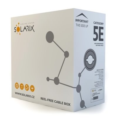 Solarix kabel CAT5E UTP drát gelový 305m PE venkovní, SXKD-5E-UTP-PEG