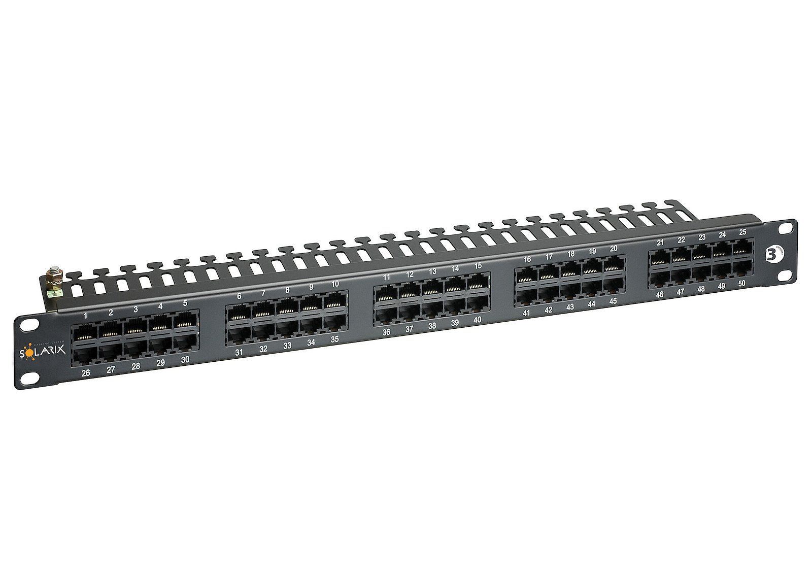 Solarix patch panel 19" ISDN 50 x RJ45 černý 1U SX50-ISDN-BK
