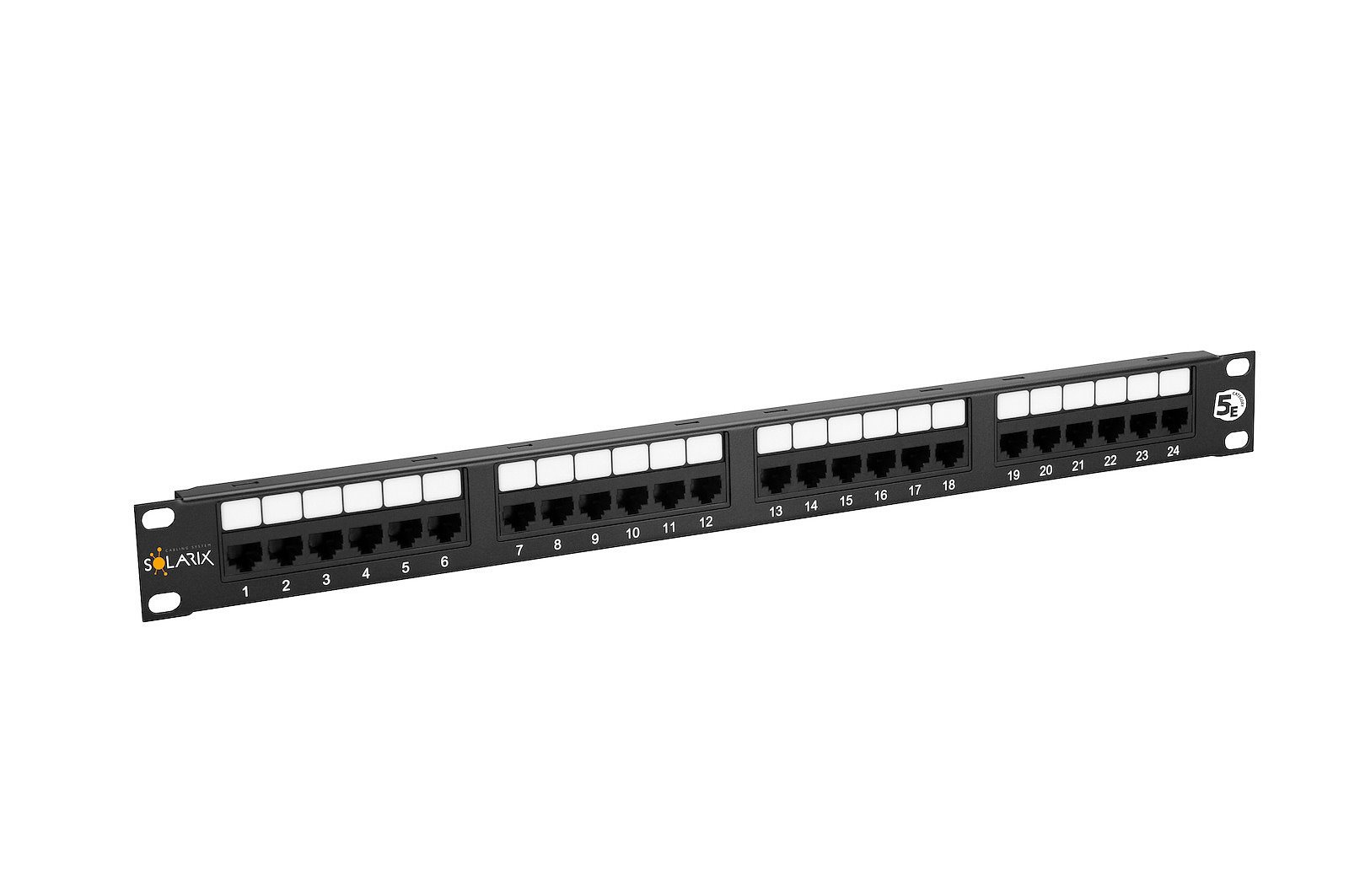 Solarix patch panel 24 x RJ45 CAT5E UTP 150 MHz černý 1U, SX24-5E-UTP-BK