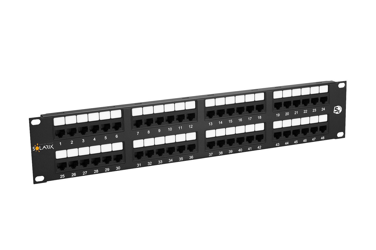 Solarix patch panel 48 x RJ45 CAT5E UTP 150 MHz černý 2U SX48-5E-UTP-BK