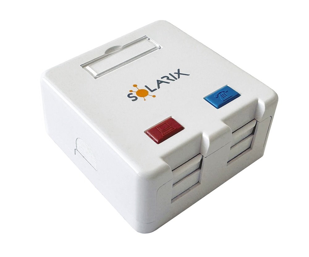 Solarix zásuvka modulární pro 2 keystony na omítku bílá SXMO-2-0-WH