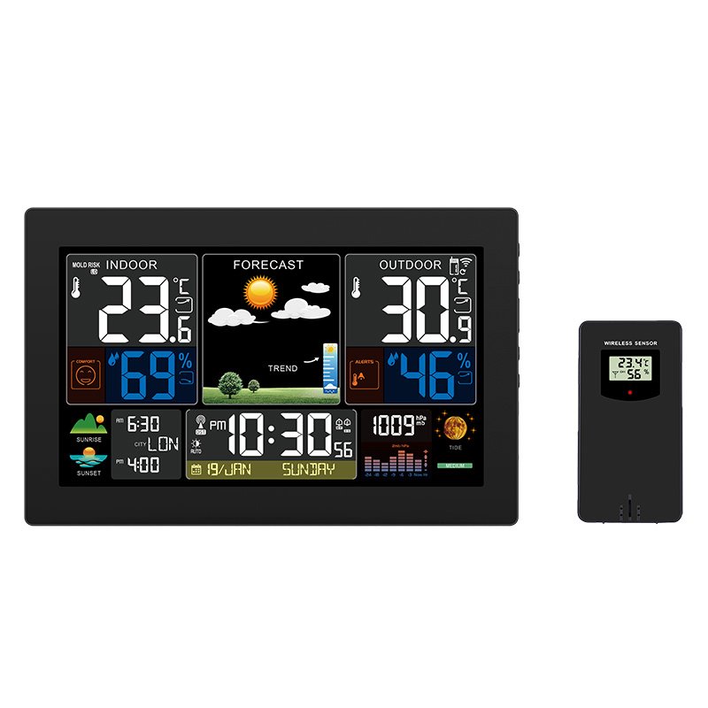 Solight meteostanice TE81XL, XL barevný LCD, teplota, vlhkost, tlak, RCC, černá