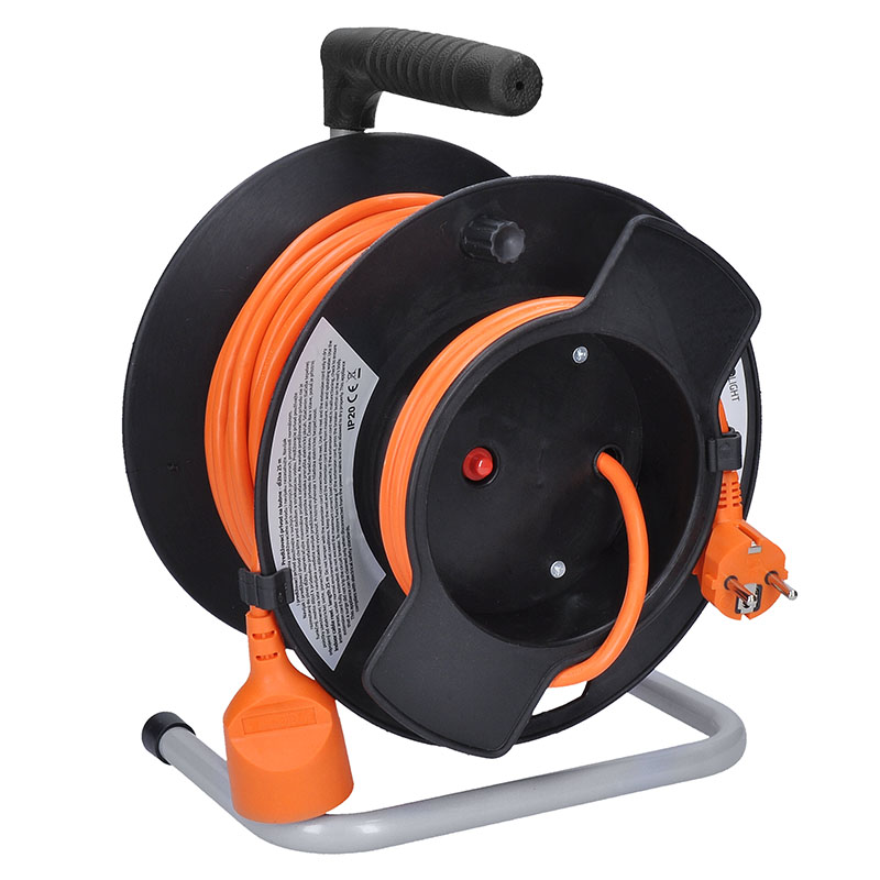 Solight PB11O prodlužovací přívod na bubnu, 1 zásuvka, 25m, oranžový kabel, 3x 1,5mm2