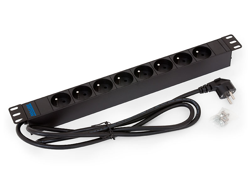 Triton rozvodný panel RAB-PD-X01-A1, 19", 8x 230V, 3x1,5mm, 2m kabel