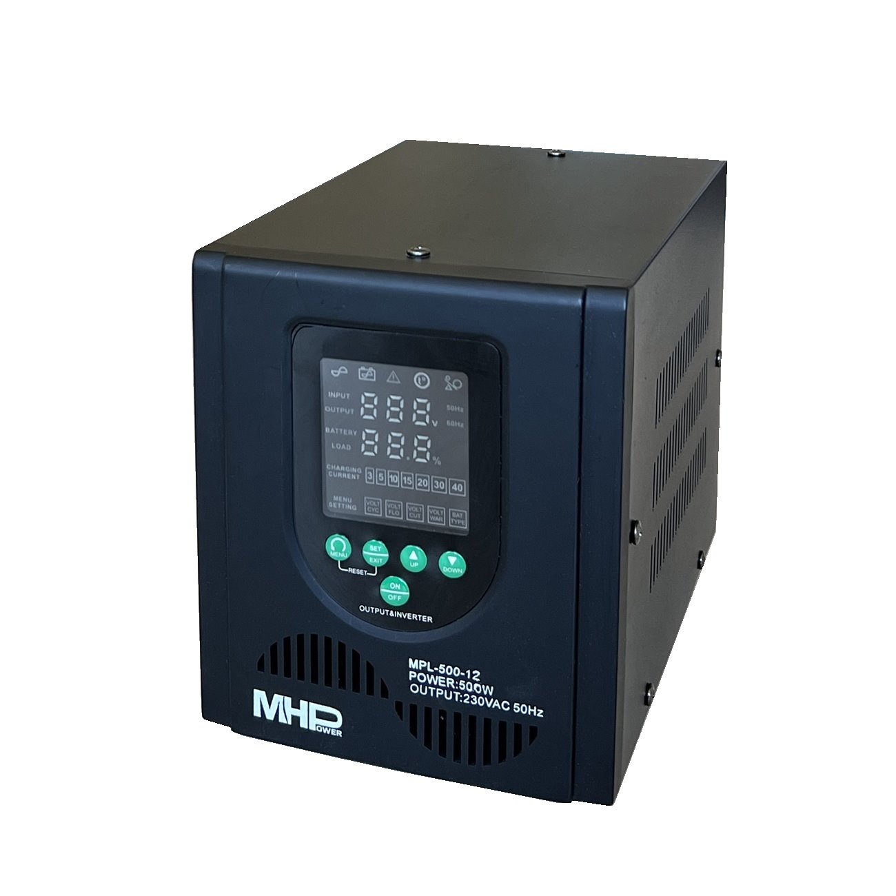 Záložní zdroj MHPower MPL-1200-12, UPS, 1200W, čistý sinus, 12V, podpora LiFePO4 baterií