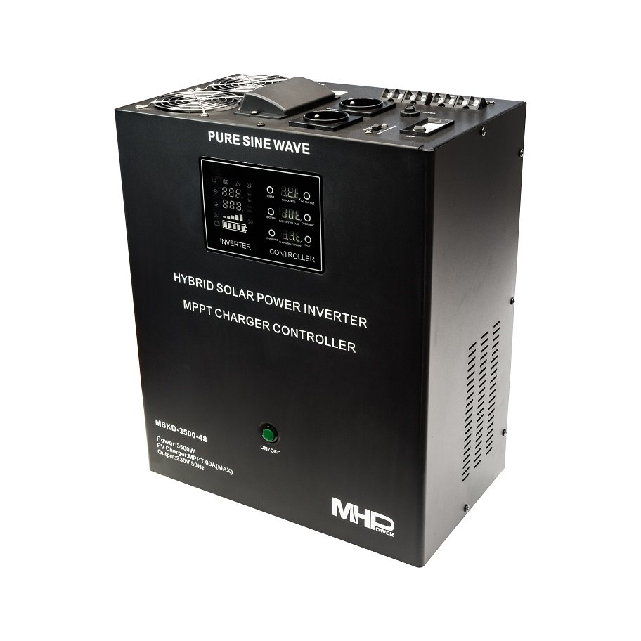 Záložní zdroj MHPower MSKD-3500-48, UPS, 3500W, čistý sinus, 48V, solární regulátor MPPT